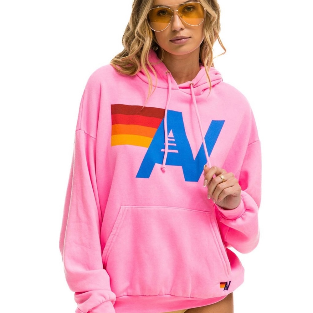 Aviator Nation Relaxed Logo Hoodie Neon Pink